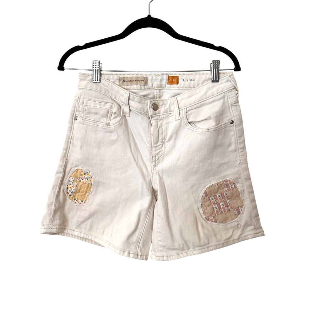 ANTHROPOLOGIE Pilcro Sjej Patchwork Shorts White Sz 29 - Picture 2 of 6